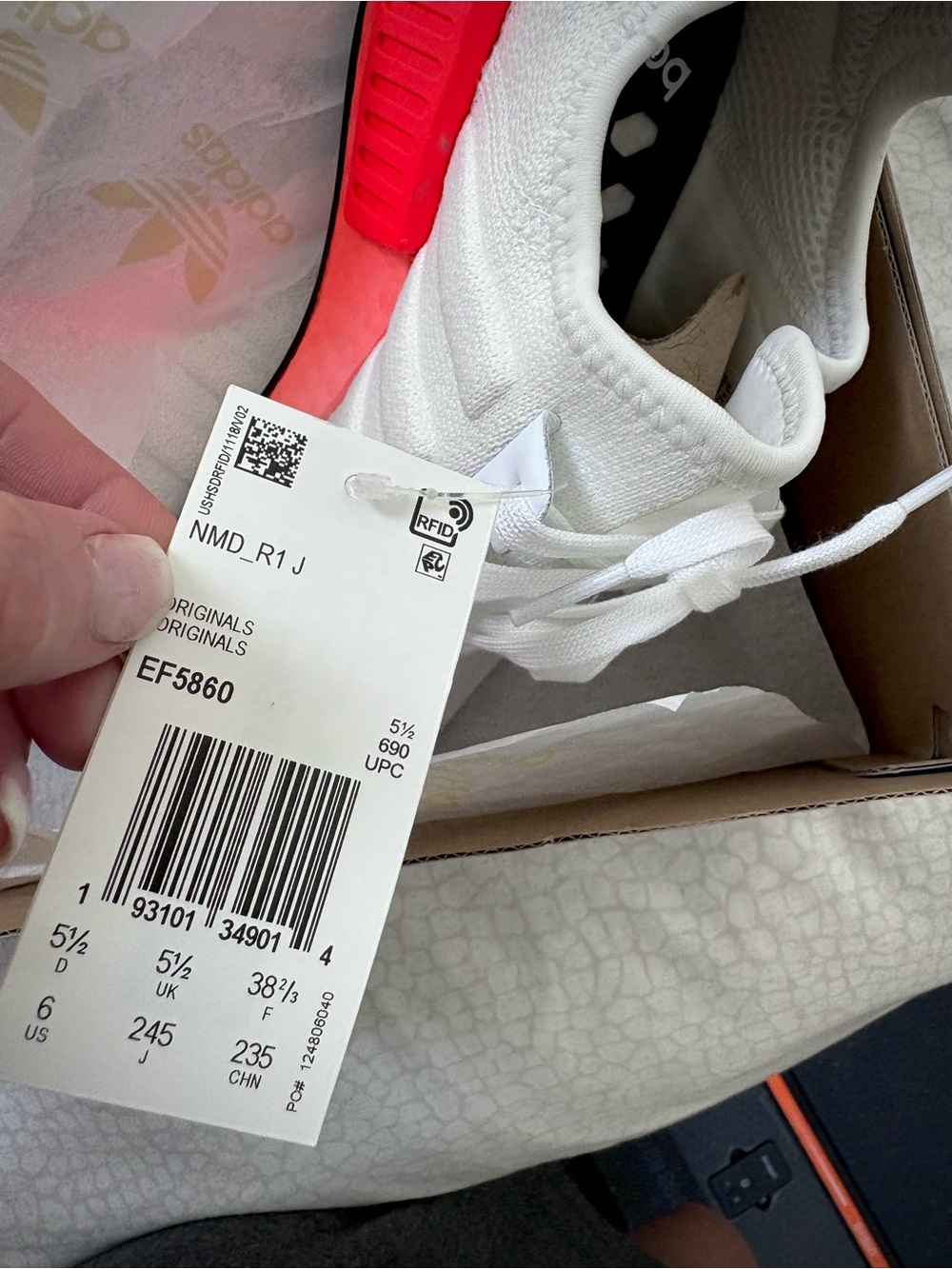 NWT❗️Adidas Women’s White Sneakers with Neon Red Accent - Picture 2 of 2